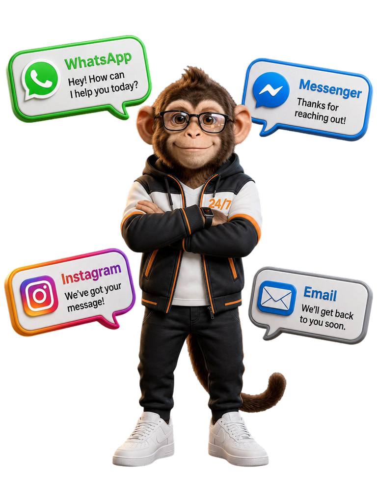 Albert with customer service channels in English