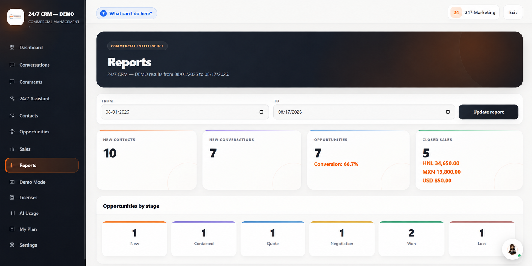 Reports module preview