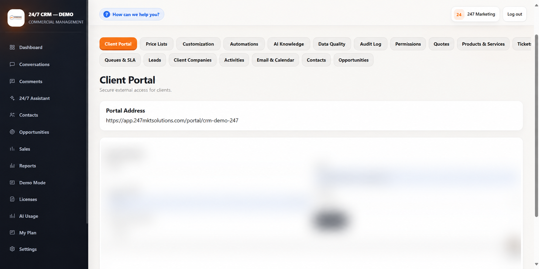 Sales recorded in CRM 24/7